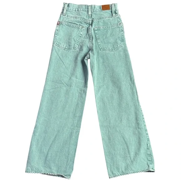 Urban Outfitters BDG High & Wide Jeans Baggy Barrel Skate Denim Mint Green 24 - Picture 2 of 15